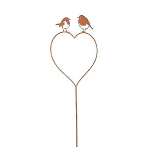 Large Heart with Robins Decorative Garden Stake