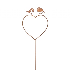 Small Heart with Robins Decorative Garden Stake