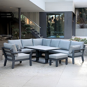 Supremo Como L-Shape Corner Sofa Casual Dining Set with Adjustable Table