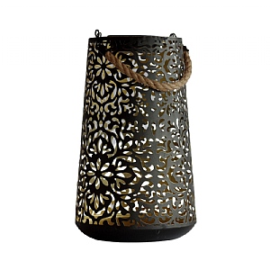 Alyna Solar Lantern (38cm x 19.5cm) - Black and Gold