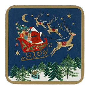 Gisela Graham Nostalgia Sleigh Cork Based Coasters (10cm) Pack of 4