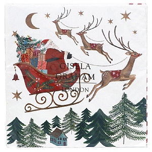 Gisela Graham Nostalgia Sleigh Napkins (16cm) Pack of 20