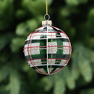 Gold Tartan Glass Bauble (8cm)