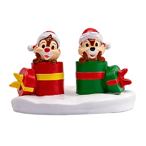 Disney Figurine Chip and Dale with gift boxes in the snow