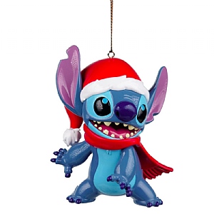 Disney Stitch in Santa Hat and Scarf Hanging Tree Decoration
