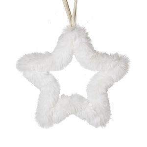 White Fluffy Star Hanging Decoration (21cm)