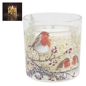 Christmas Robins LED Gel Candle