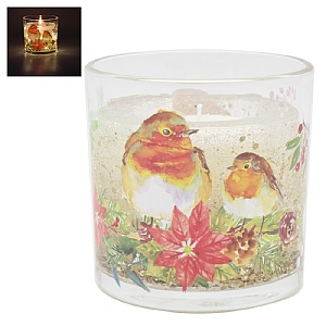 Winter Robin LED Gel Candle