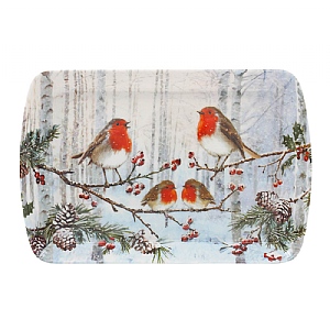 Christmas Robins Tray Small