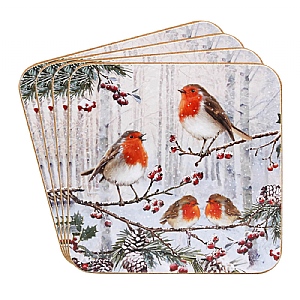 Christmas Robins Coasters (Set of 4)