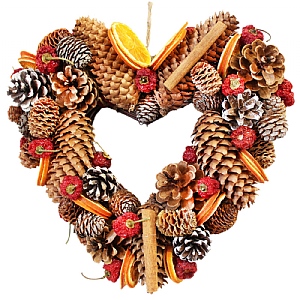 Jormaepourri Cone & Orange Twig Heart Wreath (25cm)
