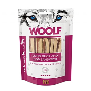 Woolf Long Duck & Cod Sandwich Dog Treats Pouch (100g)