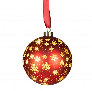 Lumineo Hanging Spinning Red LED Bauble - Small