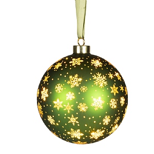 Lumineo Hanging Spinning Green LED Bauble - Small