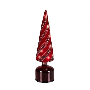 Lumineo Spinning LED Glass Red Velvet Tree - Small