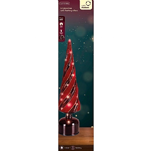 Lumineo Spinning LED Glass Red Velvet Tree - Large
