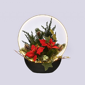 LED Lit Poinsettia Arrangement (35cm)