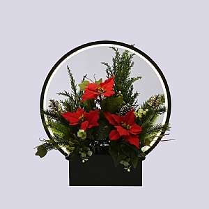 LED Lit Poinsettia Arrangement (44cm)