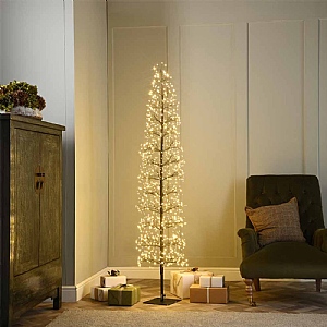 Black Slim Microdot Starburst Tree - Warm White (120cm)