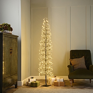 Black Slim Microdot Starburst Tree - Warm White (180cm)