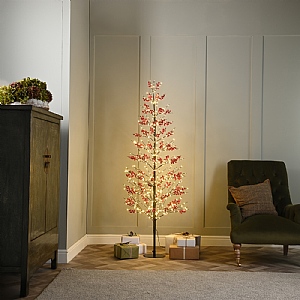 Black Warm White Twinkling Microdot Berry Tree (120cm)