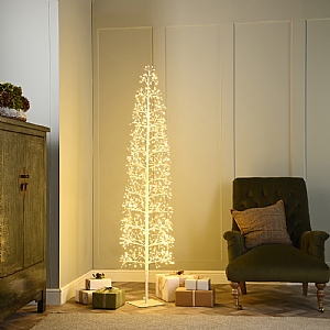 White Slim Microdot Starburst Tree - Warm White (180cm)