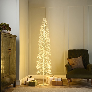 White Slim Microdot Starburst Tree - Warm White (210cm)
