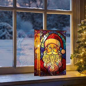 Premier LED Stained Glass Santa