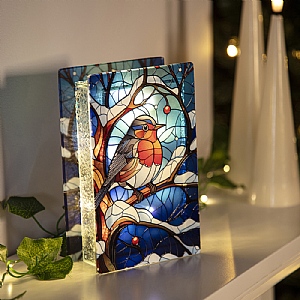 Premier LED Stained Glass Robin on Branch