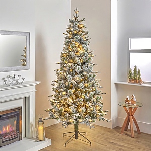 6.5ft Pre-Lit Snowy Ashford Artificial Christmas Tree