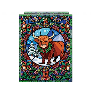 Light Up Stained Glass Highland Cow LED (21x16cm)