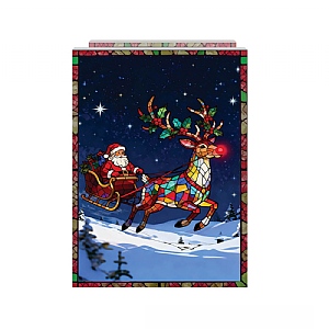 Light Up Stained Glass Santa Sleigh LED (21x16cm)