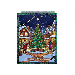 Light Up Stained Glass Christmas Town LED (21x16cm)