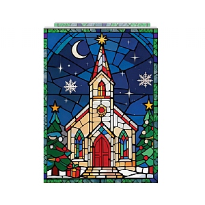 Light Up Stained Glass Church LED (21x16cm)