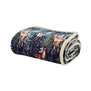 Deyongs Sherpa Throw Stag - Navy (140x180cm)