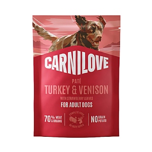 Carnilove Pâté for Dogs - Turkey & Venison with Strawberry Leaves (300g)