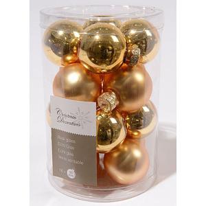 Decoris Light Gold 35mm Mini Glass Baubles Tub of 16