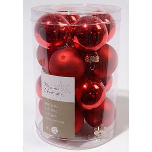 Decoris Christmas Red 35mm Mini Glass Baubles Tub of 16