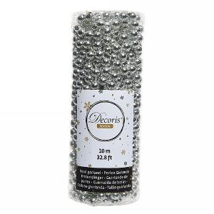 Decoris Silver Plastic Bead Garland 10m