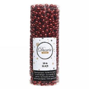 Decoris Christmas Red Plastic Bead Garland 10m