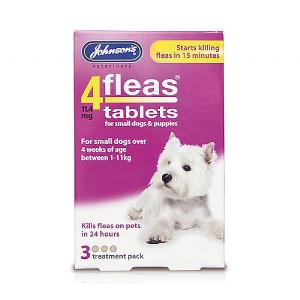 Johnson's 4Fleas Flee Treatment for Small Dogs & Puppies Up To 11kg (3 Tablets)
