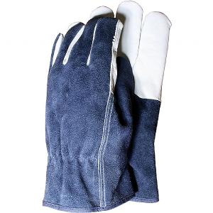 Premium Leather Mens Gardening Gloves Blue - Large