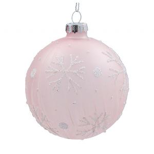 Gisela Graham Pink Iridescent Snowflake Glass Bauble
