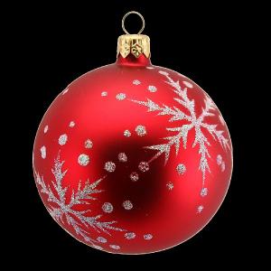 Gisela Graham Matt Red with White Glitter Snowflakes Bauble 80mm