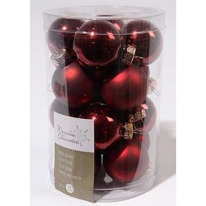 Oxblood 35mm Mini Glass Baubles Tub of 16