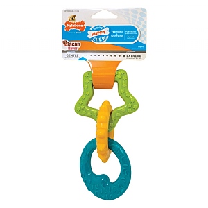 Nylabone Puppy Teething Chew Rings Bacon Flavour (Small)