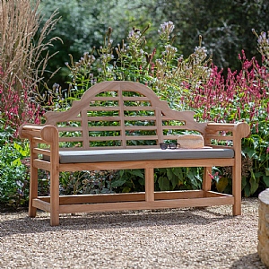 Bramblecrest Lutyens Teak Bench with Taupe Cushion