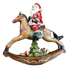 Gisela Graham Resin Santa on Rocking Horse - 24cm