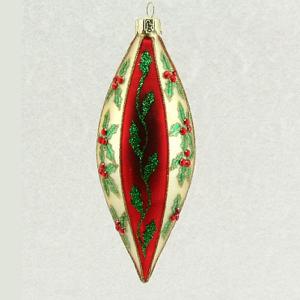 Gisela Graham Red & Gold Nostalgia Holly Teardrop - 15cm