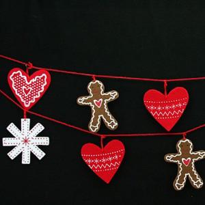 Felt Gingerbread, Heart & Snowflake Garland - 1m